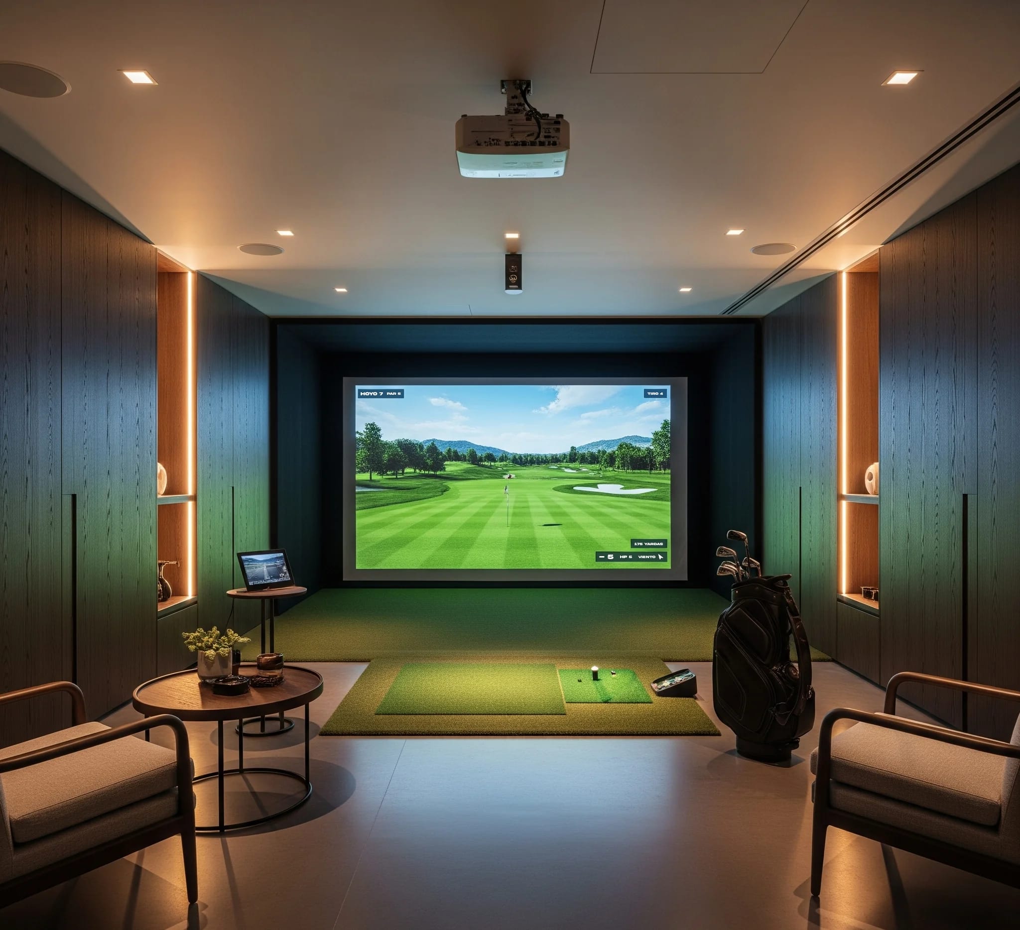 Private golf simulator lounge